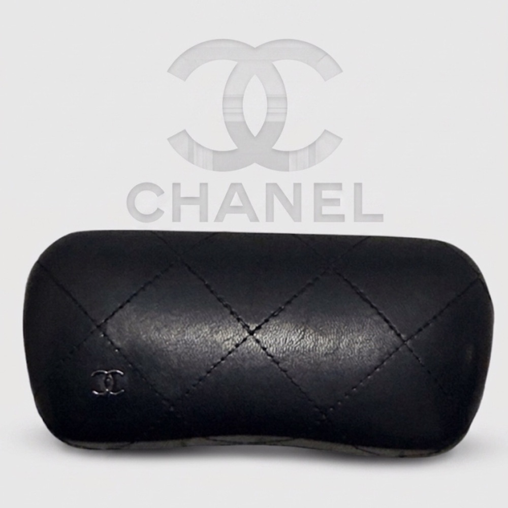 Authentic Chanel signature designer black sunglasses eyeglasses hard case